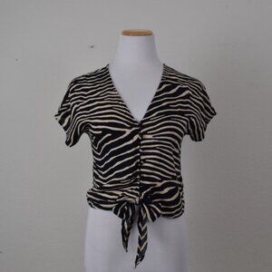 H&M Animal Print Front Tie Crop‎ Blouse